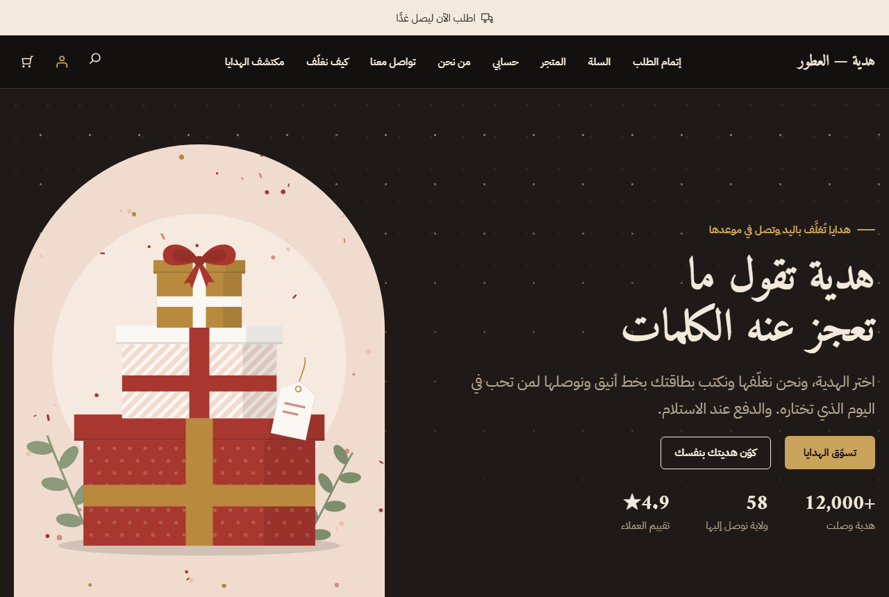 الصفحة الرئيسية لنموذج العطور