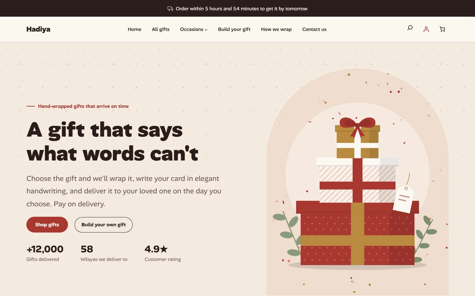 Hadiya theme home page